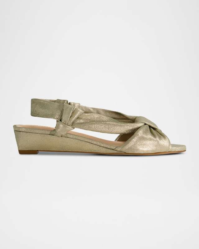 Winifred Metallic Leather Wedge Sandals